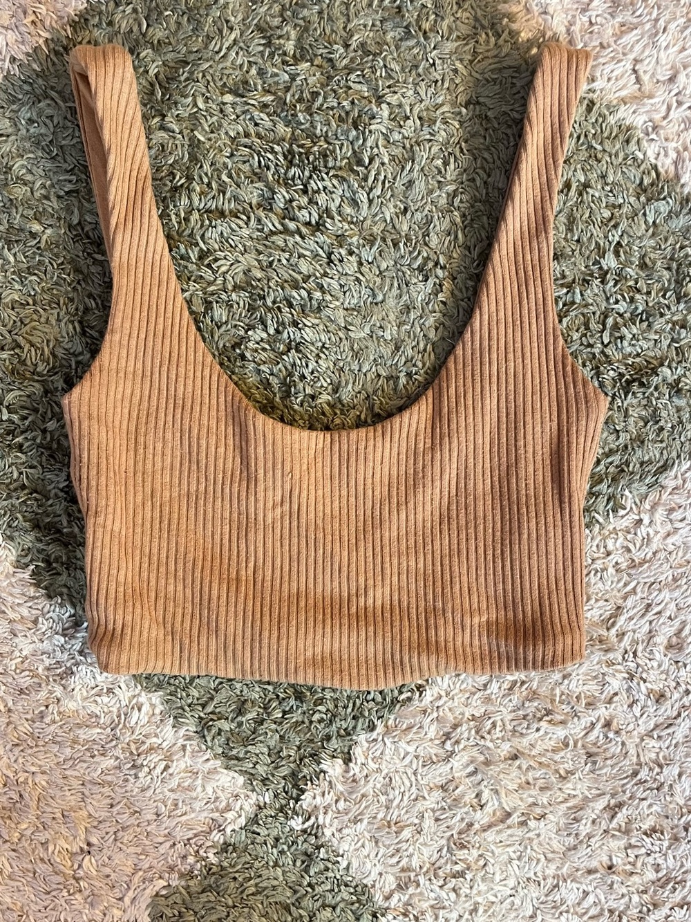 Forever 21 Ribbed Scoop Crop Tank - Camel Brown